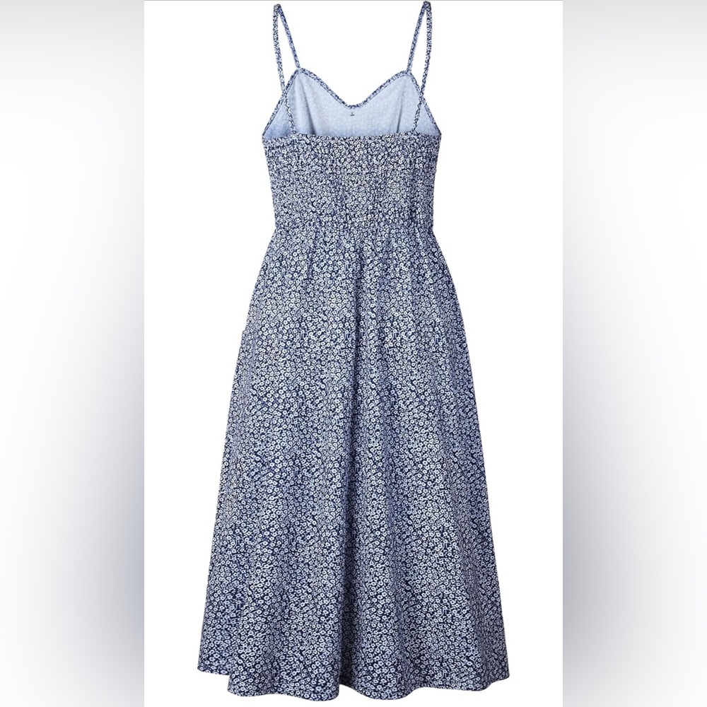 ANGASHION | Navy Blue and White Floral Spaghetti Buttoned Midi Sundress - Picture 5 of 11
